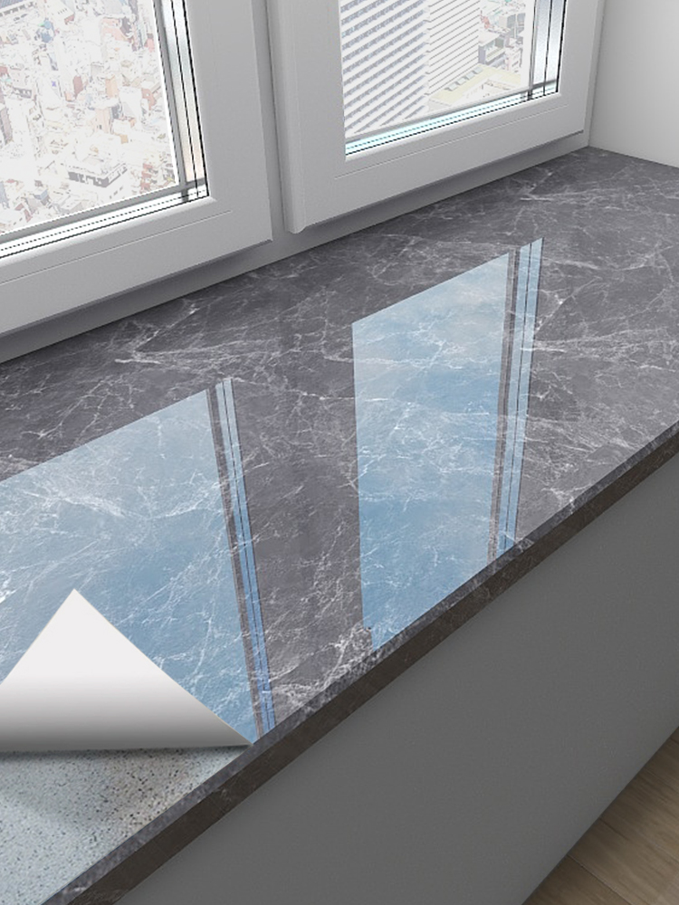 窗台贴纸防水防晒自粘地脚线墙贴窗户包边框飘窗特厚仿大理石贴膜