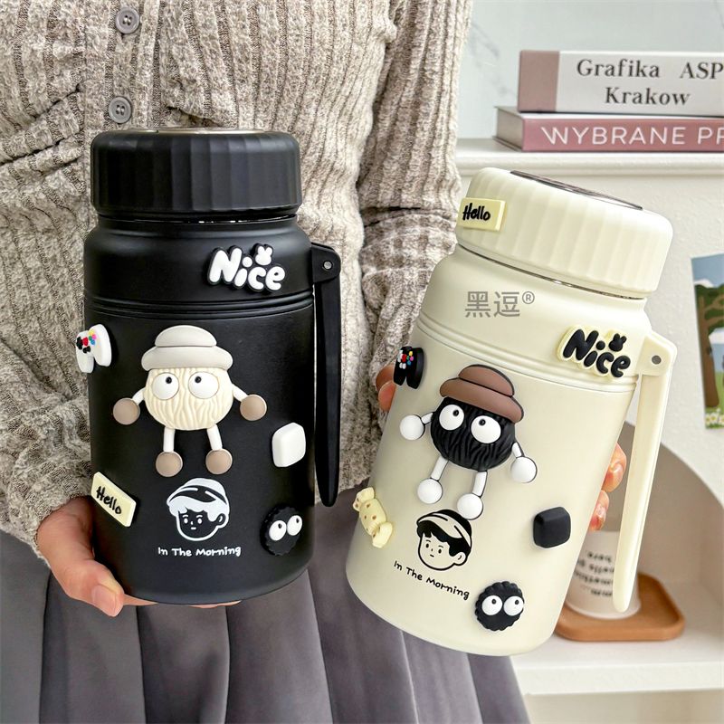 水杯女生保温杯316大容量不锈钢防摔便携带茶隔简约可爱学生杯子