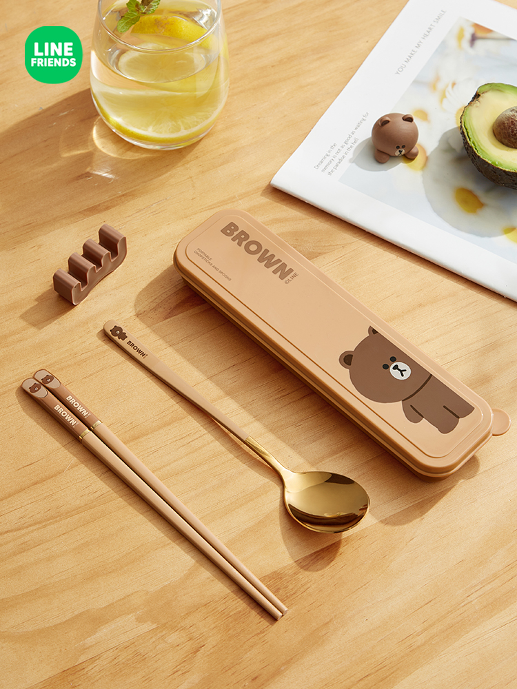 筷子勺子套装便携式两件一人一筷专用上班族抗菌餐具收纳盒小学生