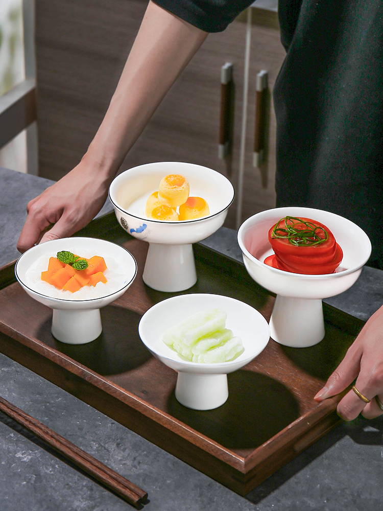 网红甜品高脚碗甜点雪糕创意中式餐具精致小果盘高足茶点盘水果碟