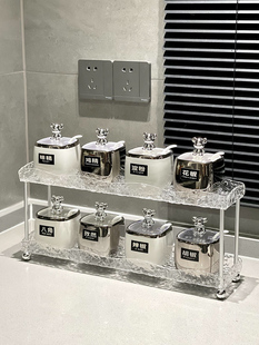 轻奢风调料盒套装厨房家用高级感陶瓷调味罐子置物架盐味精收纳盒