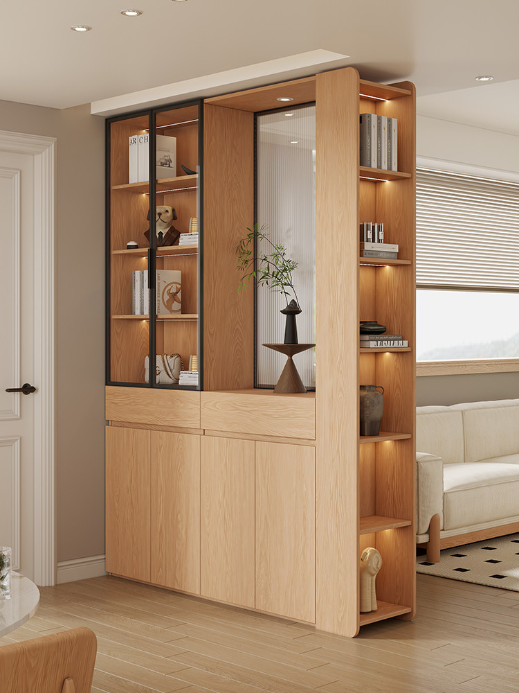 定制实木鞋柜家用门口一体靠墙入户玄关柜橡木色玻璃门客厅隔断柜,住宅家具,鞋柜,淘宝优惠券,粉丝福利购,淘宝优惠卷