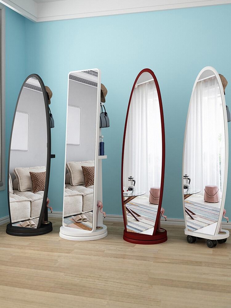 简约穿衣镜全身落地镜家用卧室旋转可移动女生试衣镜客厅立体镜子