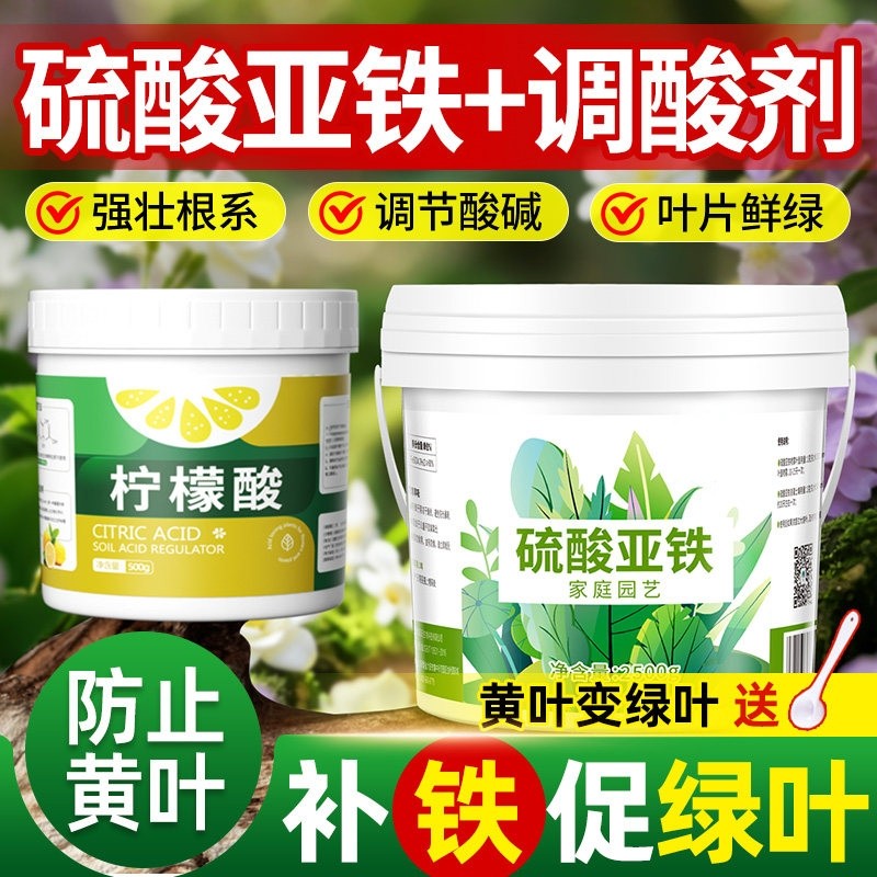 柠檬酸花卉专用土壤调酸剂植物补酸蓝莓栀子花喜酸肥料硫酸亚铁肥