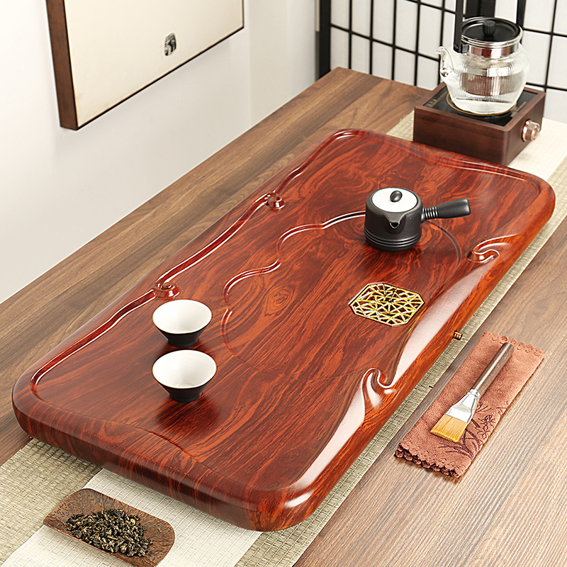 花梨木茶盘家用实木整块原木新款小型排水式办公室茶托盘茶台茶海