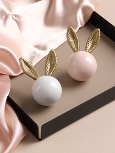 星翡轻奢兔子拉手可爱儿童房衣柜把手女孩抽屉卡通陶瓷柜门高级感