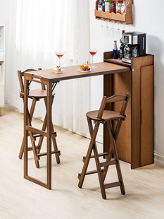折叠吧台桌子餐桌一体家用北欧小户型客厅隔断柜酒吧高脚桌长条桌