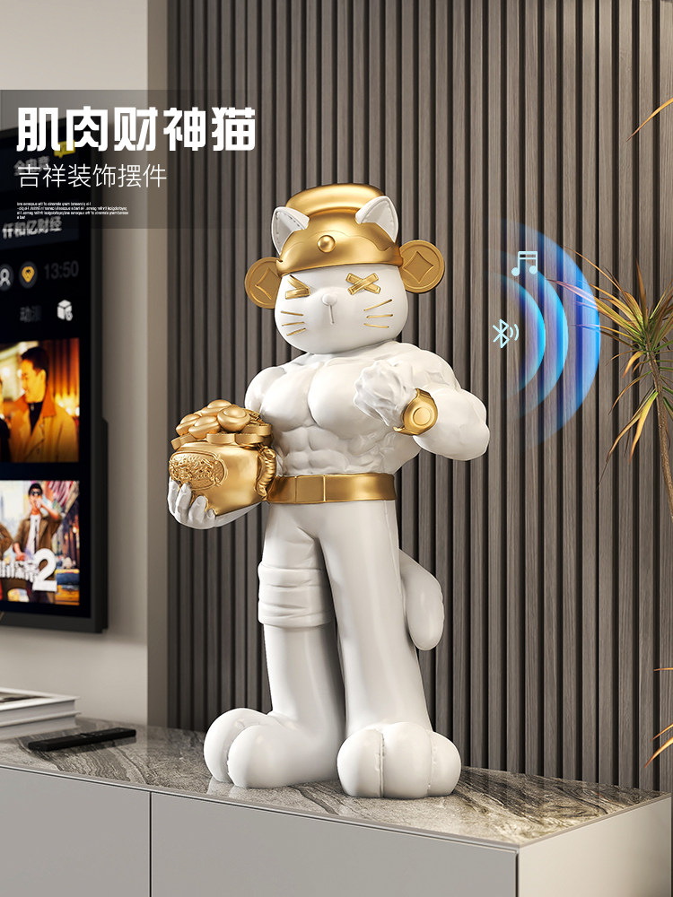 大型肌肉招财猫落地摆件客厅装饰品健身房前台门口开业礼物乔迁,家居饰品,落地摆件,淘宝优惠券,粉丝福利购,淘宝优惠卷