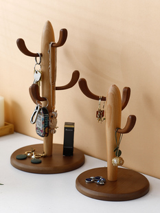 入户钥匙挂架创意仙人掌实木收纳盒进门口桌面置物架玄关钥匙挂架