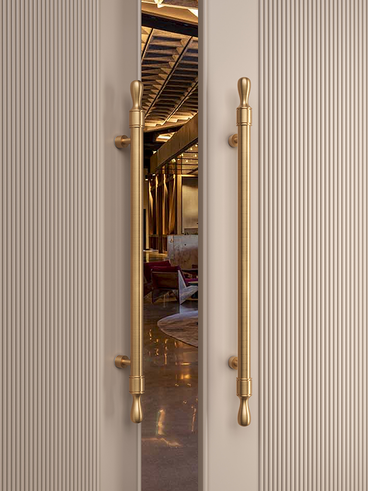 轻奢极简玻璃门拉手不锈钢高档酒店餐厅包厢双开推拉实木大门把手