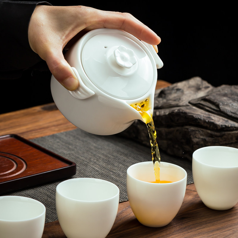 羊脂玉茶壶大号300ml防烫手抓壶陶瓷泡茶壶全瓷家用德化白瓷单壶