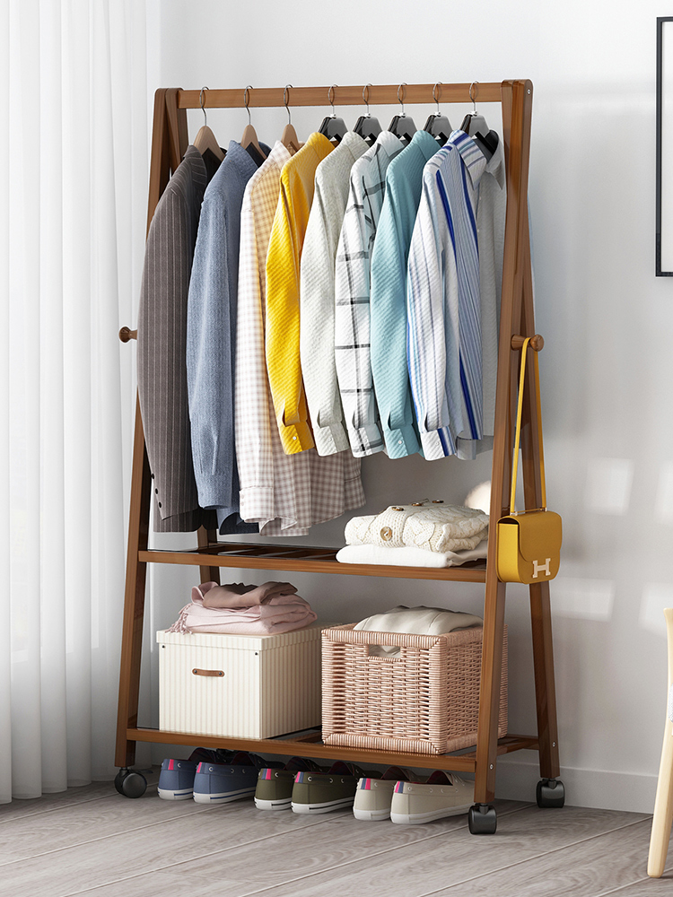 实木衣帽架落地卧室家用置物架多功能简易挂包衣架客厅挂衣服架子