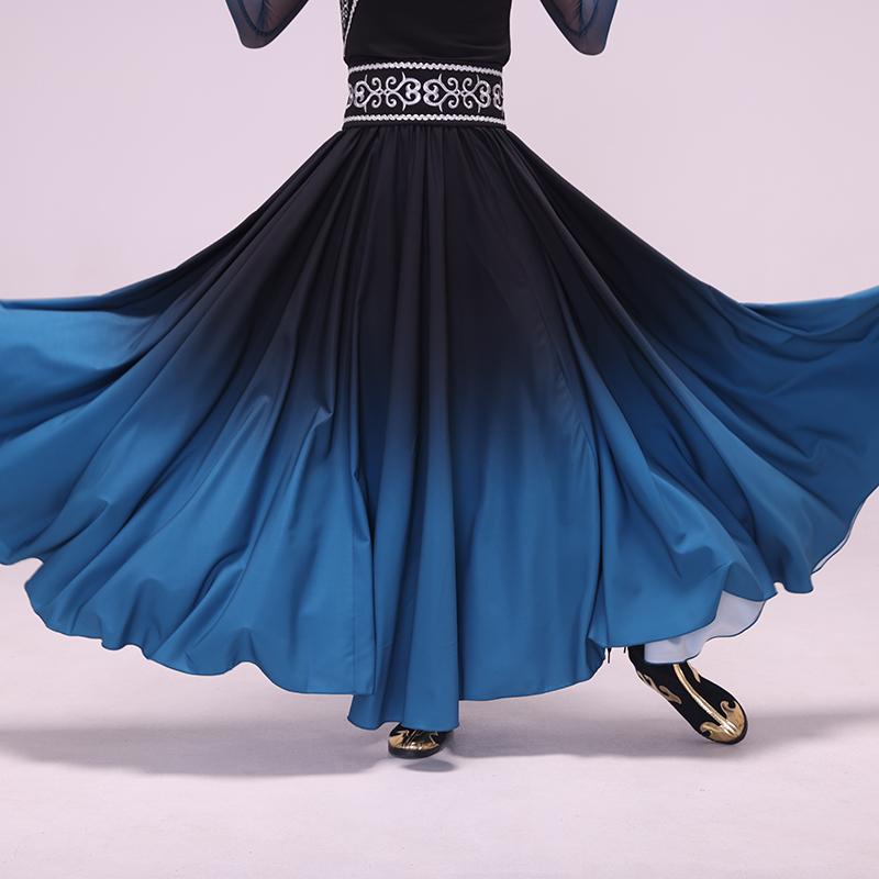 新款蒙古族舞蹈服表演艺考练功大摆裙半身裙哈尼少数民族广场舞演