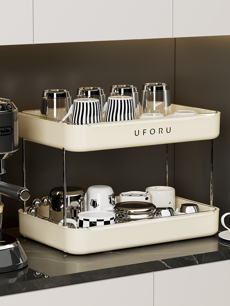 杯子收纳置物架桌面水杯奶茶咖啡杯餐桌托盘家用茶杯架双层沥水架