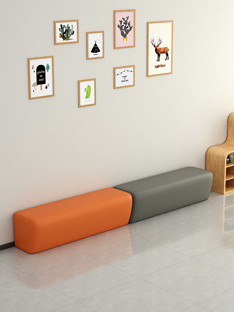 软包长条换鞋凳商场休息等候区美发服装店早教中心培训机构沙发椅