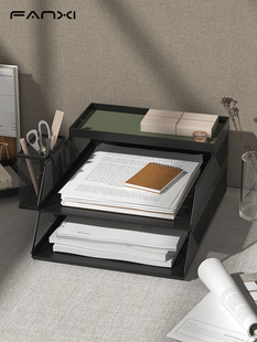 A3A4桌面文件收纳架金属文件框办公室工位桌面铁艺资料架整理框多