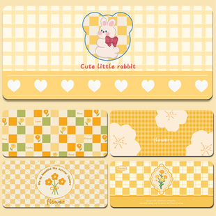 小清新阳光黄鼠标垫学习书桌垫超大号女生高颜值办公室桌面垫定制