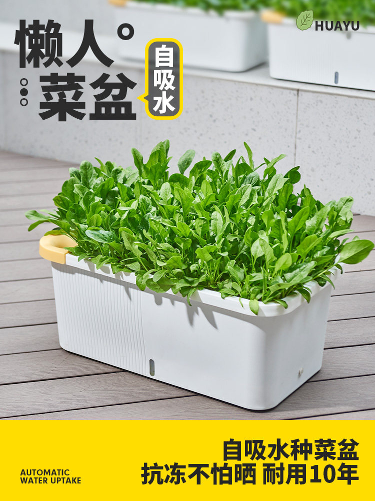 阳台种菜专用箱种植蔬菜种菜盆懒人自动吸水长方形花盆移动带轮子