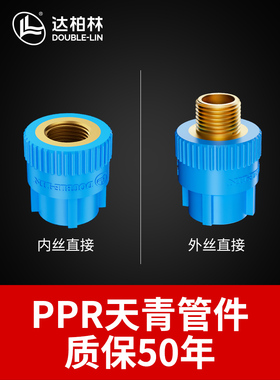达柏林进水管路焊接4分6分1寸接口PPR管道连接配件预埋管黄铜嵌件