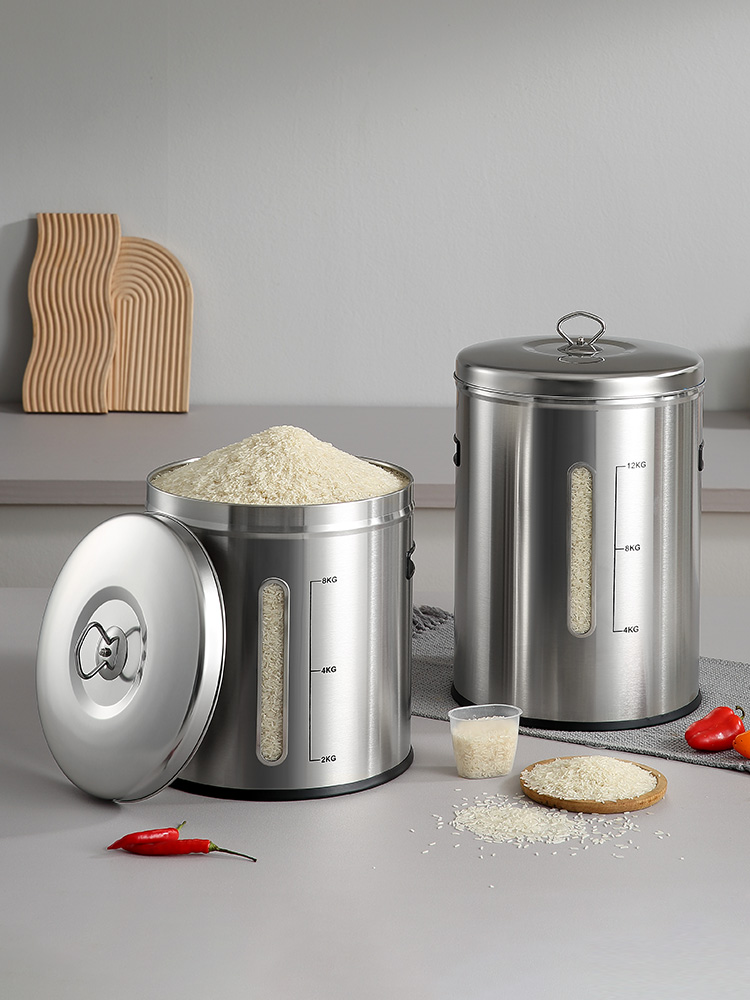 304不锈钢米桶家用食品级米缸50斤装米桶防虫防潮密封加厚储米箱