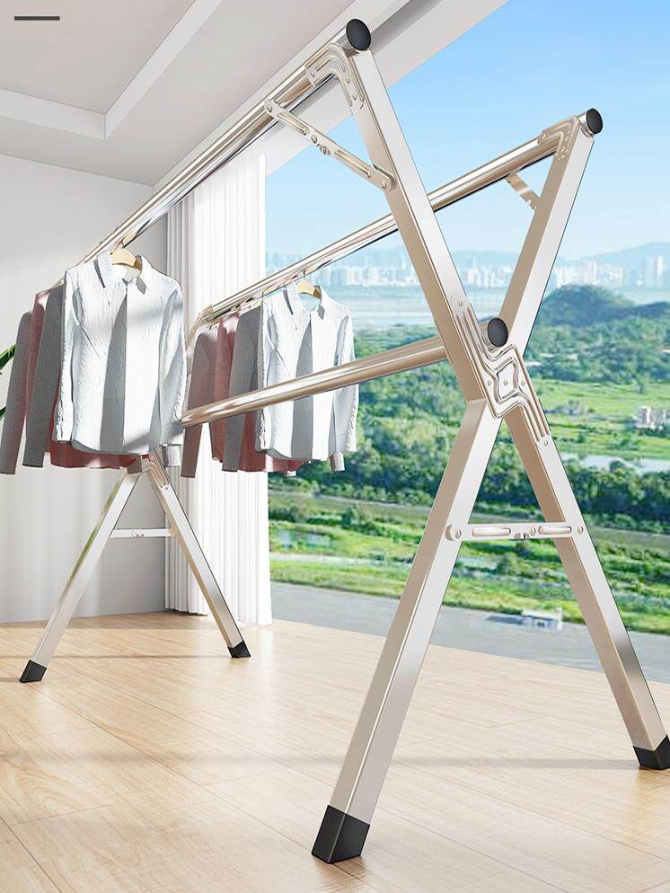 怡奥晾衣架落地折叠室内外凉衣架伸缩双杆式阳台衣服晾晒被子神器