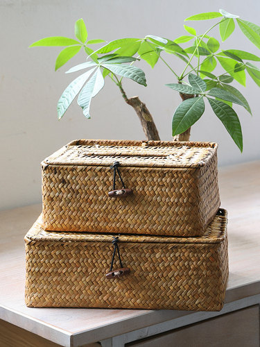 闲储手工草编抽纸盒客厅餐厅车载多功能餐巾纸巾擦手遥控收纳盒