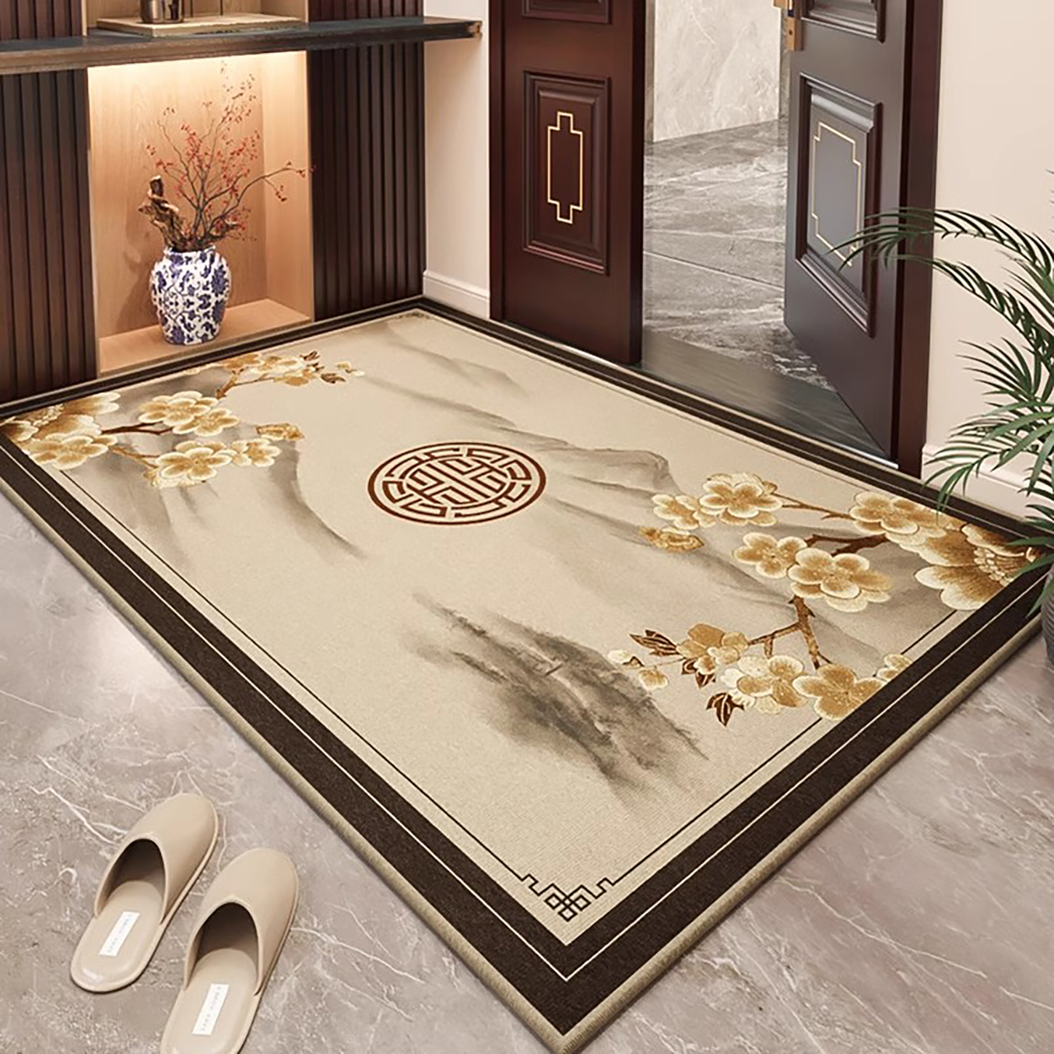 新中式进门地垫地毯门垫家用门口脚垫入户门玄关防滑垫子可定制