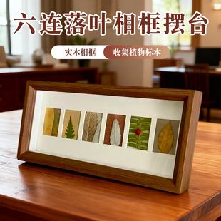 落叶相框捡秋六连框叶子标本画框手工diy创意收集枫树叶装裱摆台