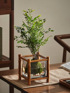 桌面小花架中式仿古迷你花几绿植摆件置物架办公室桌上装饰花架子