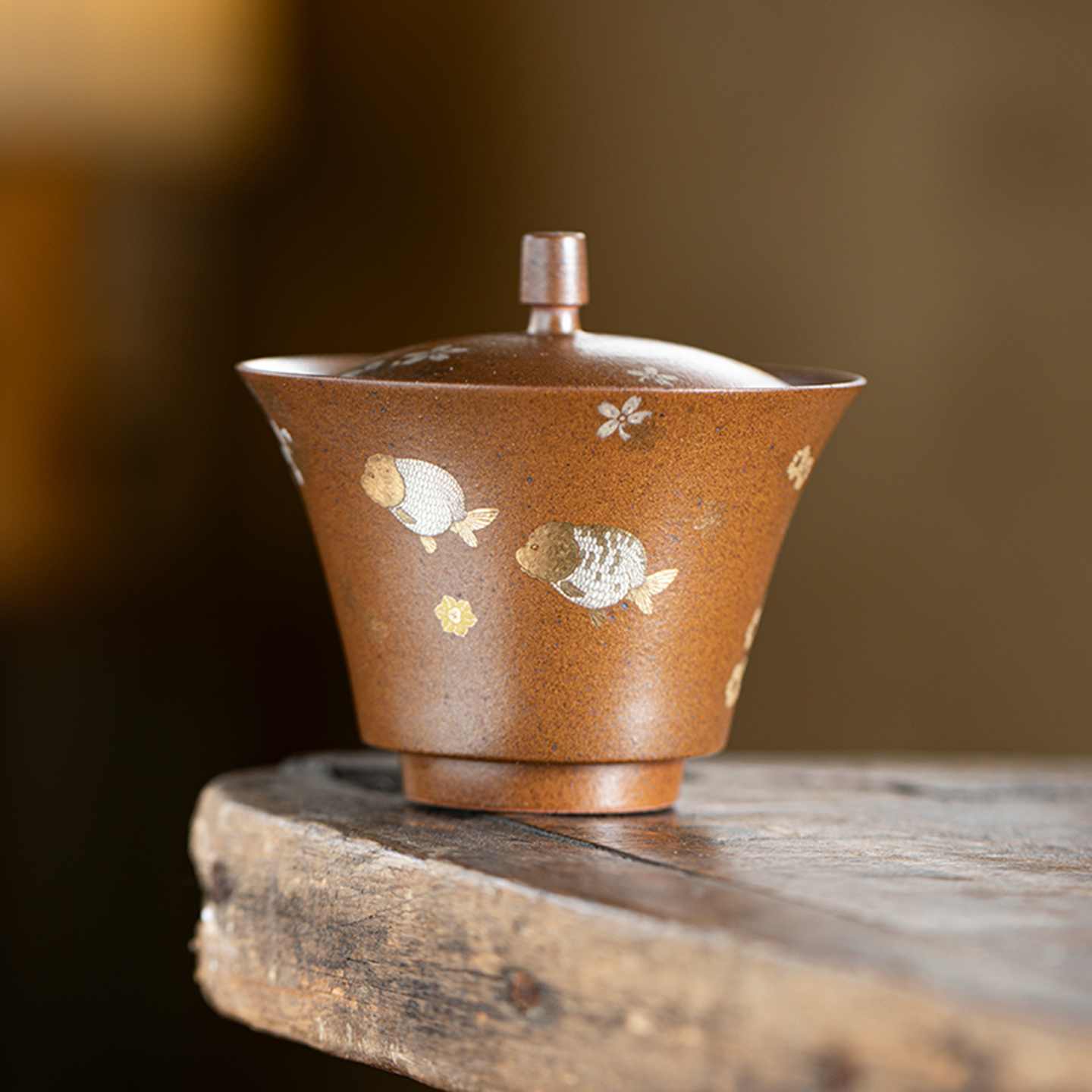 老岩泥二才盖碗茶杯高档陶瓷不烫手泡茶器功夫茶具复古粗陶手抓壶