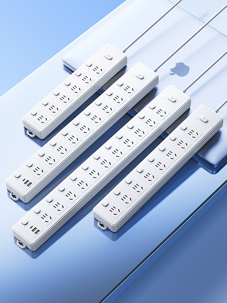公正牛款过载保护独立多开关桌面扩展usb分控插排插座拖接插线板