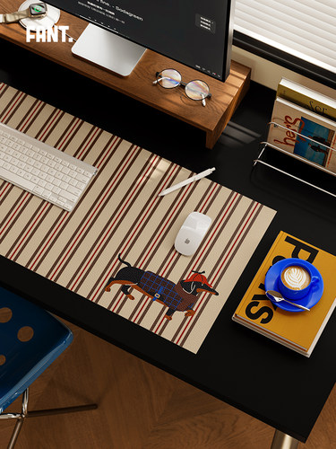 猎犬绅士中古风鼠标垫超大号桌垫办公键盘垫防水防油免洗桌面垫子