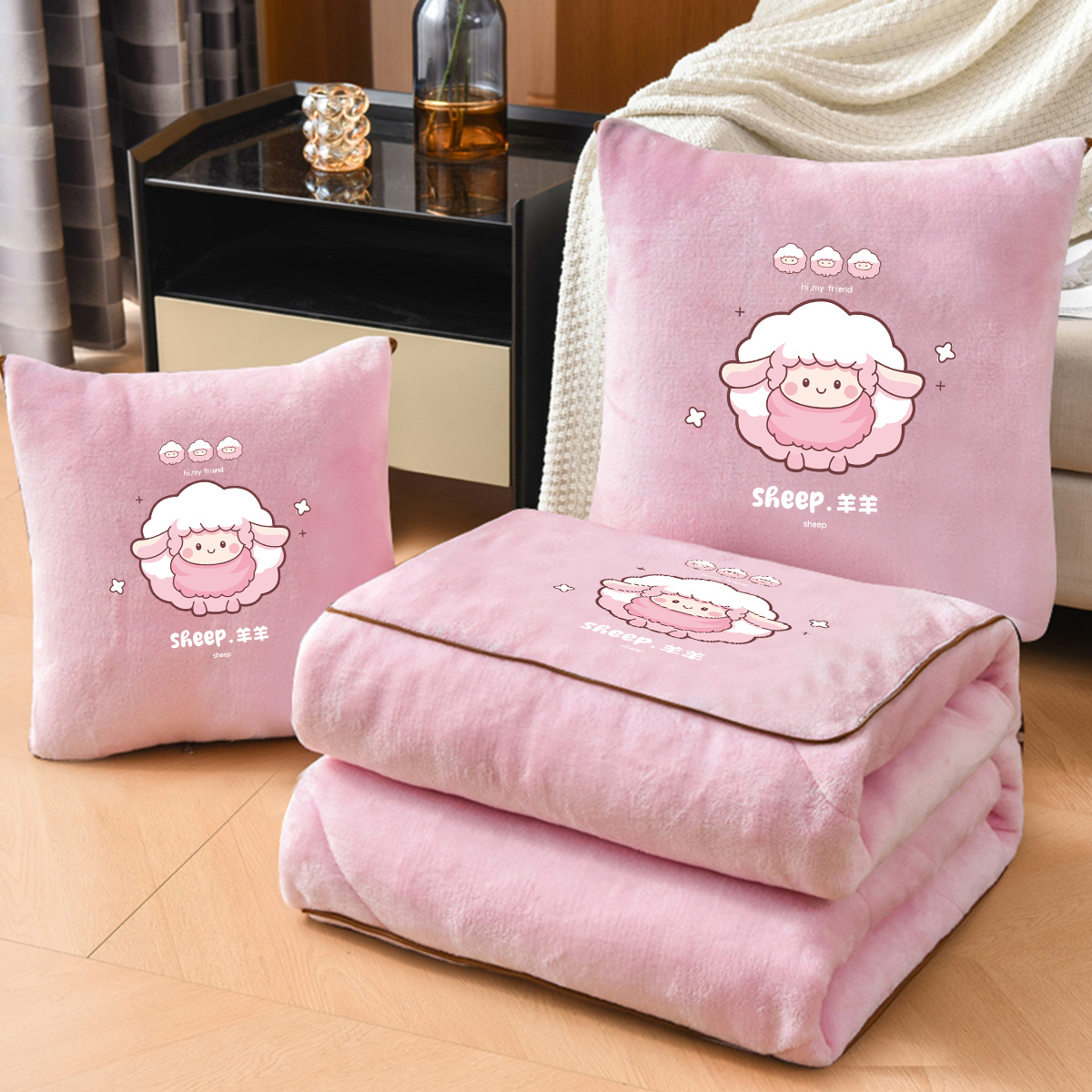 12生肖抱枕被子两用冬季加厚珊瑚绒汽车载毯子午睡枕头靠枕二合一