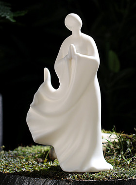 热销白瓷仕女陶瓷人物工艺客厅书房桌面酒柜玄关家居装饰品创意摆