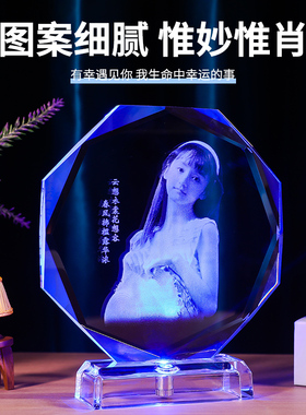 琉璃锤子玻璃画定制相框 创意生日礼物女生 男生送女朋友老婆照片