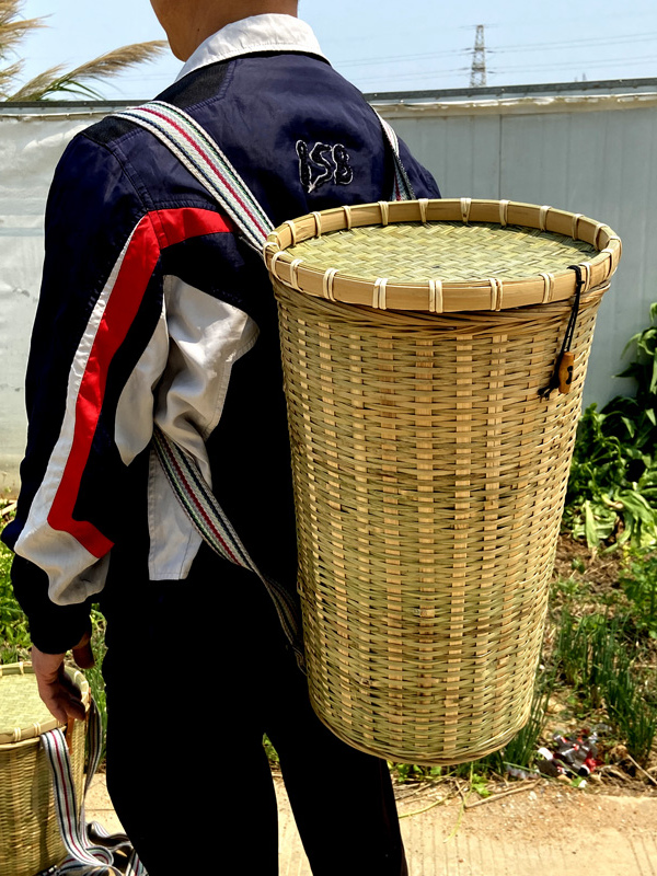 双肩背篓竹编手工舞蹈道具古风竹筐买菜采摘背篼箩筐竹篓拍摄竹篮