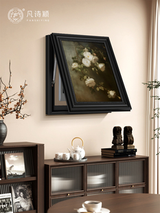 法式覆古玫瑰电表箱装饰画竖版中古风餐厅配电箱遮挡挂画斗柜壁画