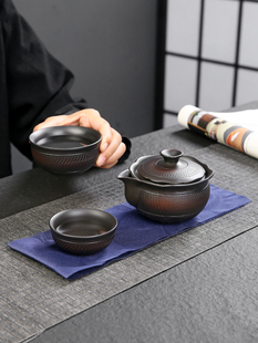 旅行茶具一壶两杯紫陶快客杯套装户外随身车载便携紫砂手抓泡茶壶