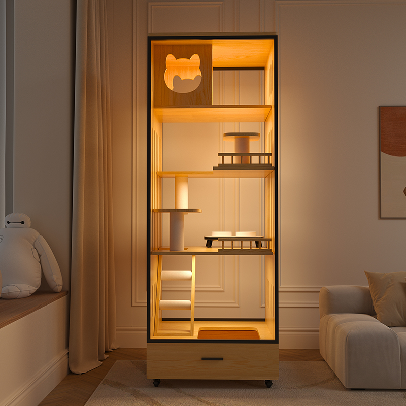 不占地猫别墅猫窝猫厕所一体实木猫咪笼子猫笼子猫柜猫屋家用室内