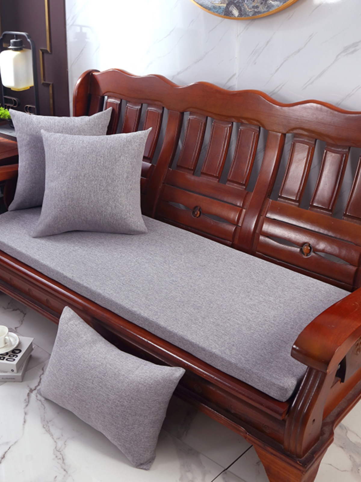 实木沙发坐垫加厚加硬高密度海绵可拆洗防滑红沙发坐垫子秋冬