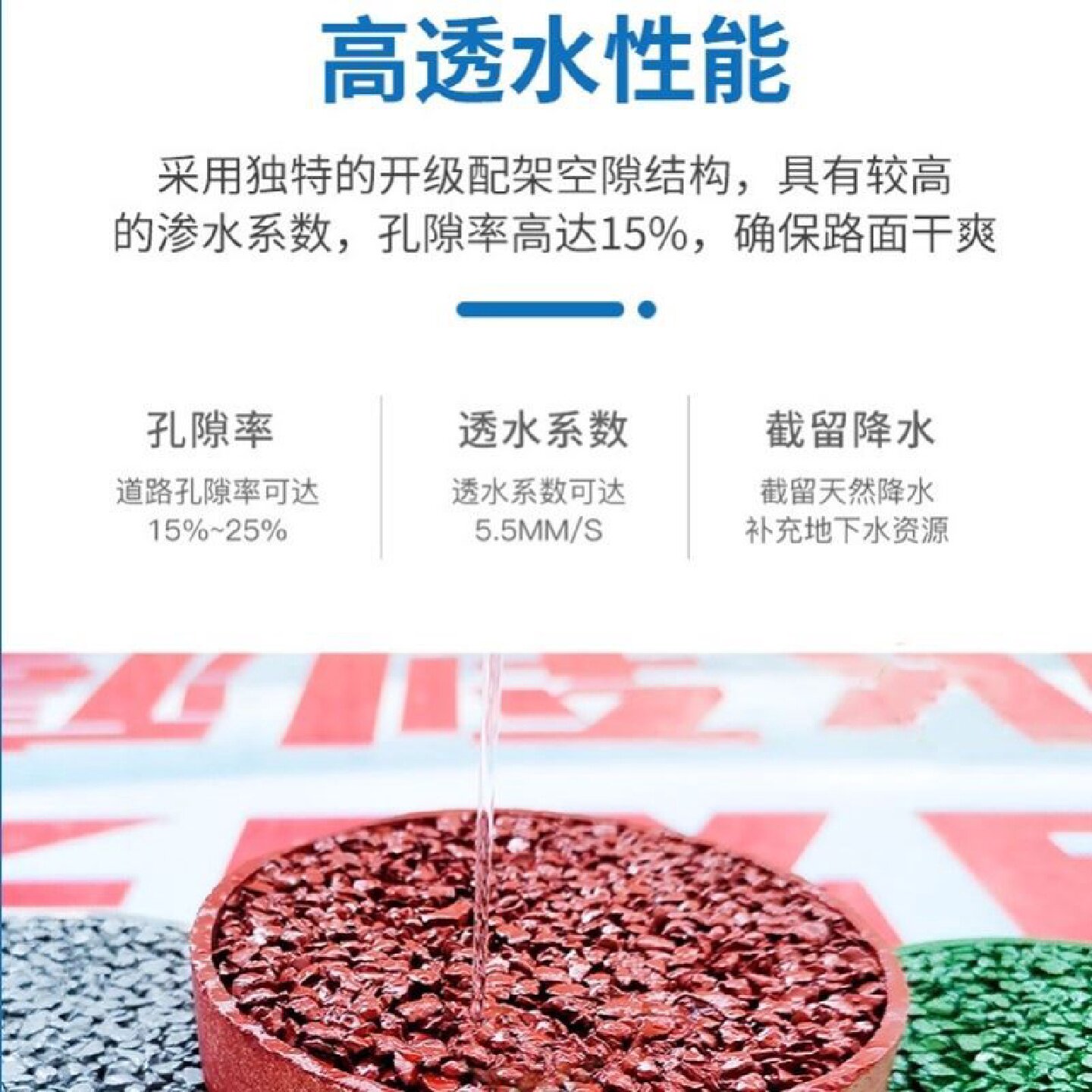 彩色冷拌沥青添加剂透水混凝土改色剂罩面漆透水沥青路面施工材料