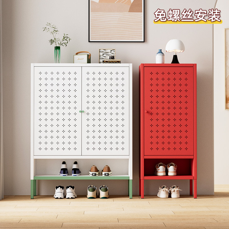 铁皮鞋柜家用门口入户外楼道玄关金属铁艺鞋架钢制一体靠墙收纳柜,住宅家具,鞋柜,淘宝优惠券,粉丝福利购,淘宝优惠卷