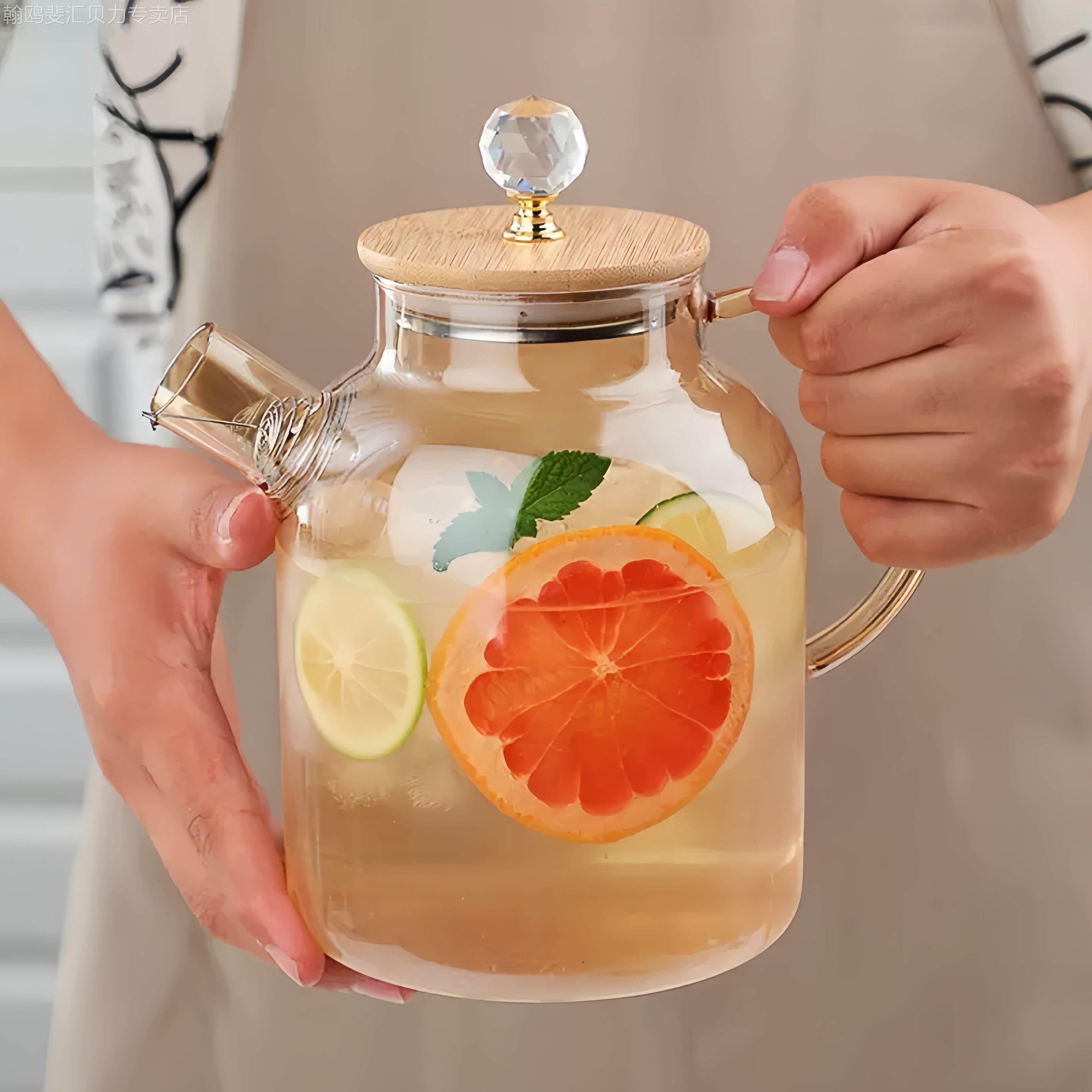 家用耐高温玻璃煮茶壶冷水壶凉白开 水明火烧水壶冷水瓶果汁泡茶