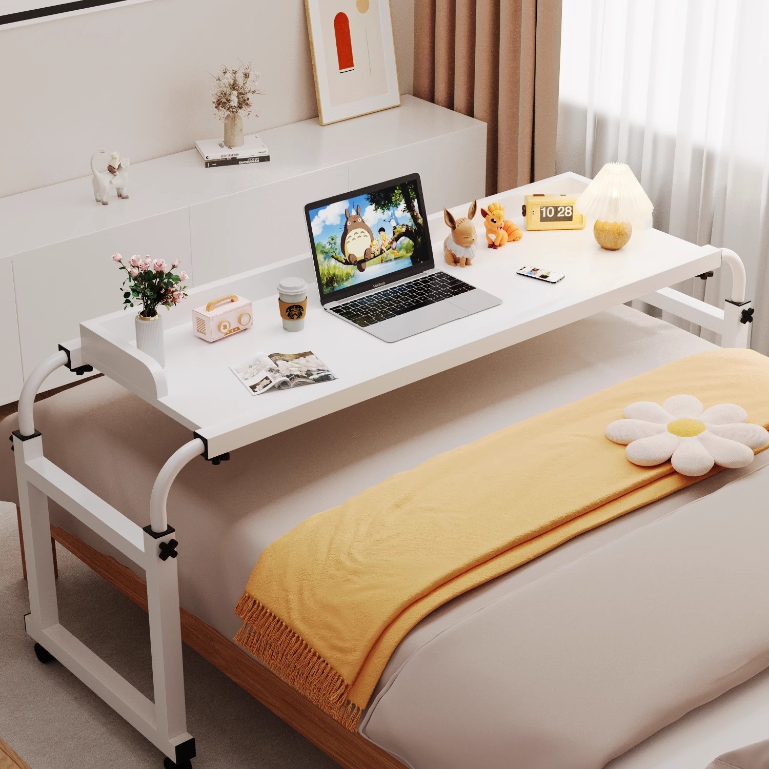 跨床桌可移动书桌电脑桌家用床上桌懒人升降卧室床边小桌子床尾桌