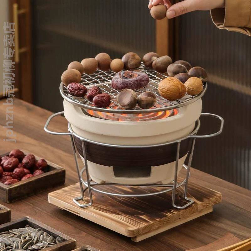 冬天围炉煮茶家用全套室内电碳两用泥炉子电炉丝家庭烤火炉烧烤炉