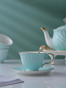 轻奢简约陶瓷咖啡杯碟套装欧式小奢华骨瓷花茶杯红茶下午茶杯具