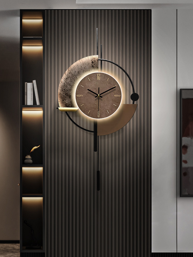 飞鸟集2025新款客厅格栅时钟挂墙现代简约钟表挂钟高级感家用挂表