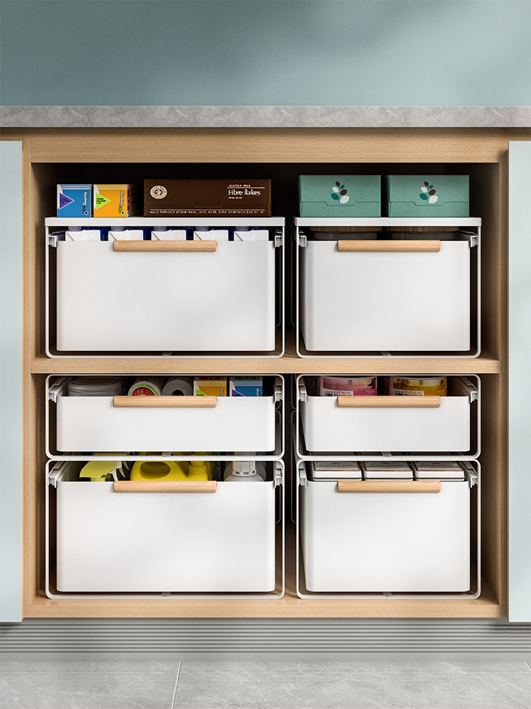 厨房调味拉篮双层抽屉式加长橱柜内分层置物架抽拉式调料架免安装