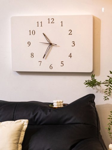 掬涵电表箱装饰画带钟表实木配电箱遮挡简约挂钟免打孔遮丑挂画