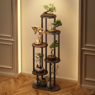 茶室氛围布置高级感小型博古架实木中式简约现代小型茶叶置物架子